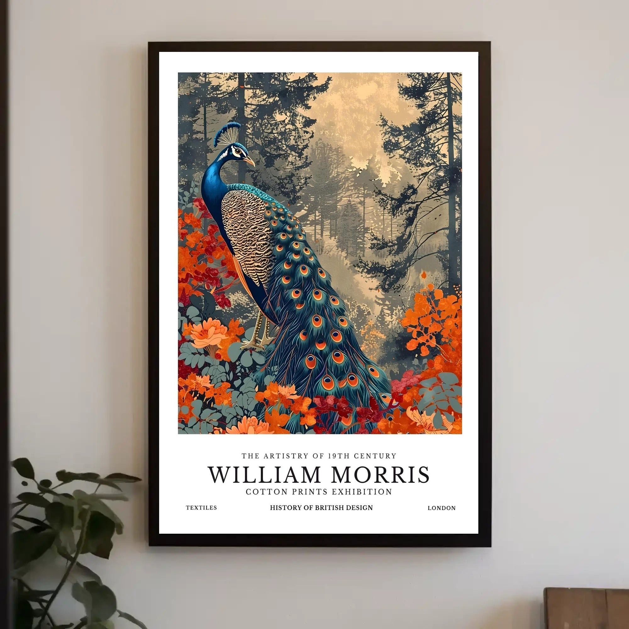 William Morris Peacock Design Cotton Prints Heritage Poster