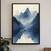 Tranquil Journey Through Misty Mountains Art Print Poster PosterGoat