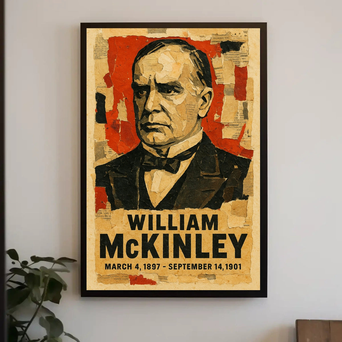 William McKinley 25th President of the United States Layered paper Collage Poster