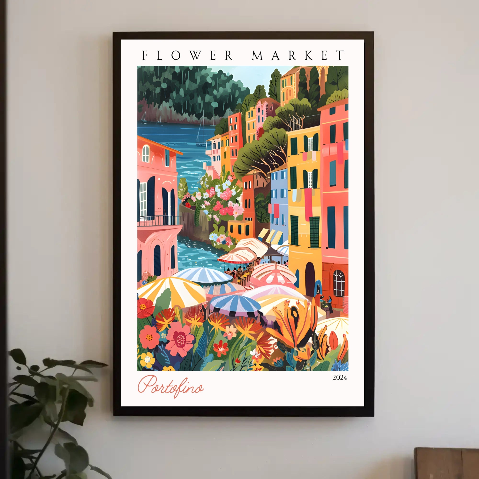 Portofino Flower Market Poster PosterGoat