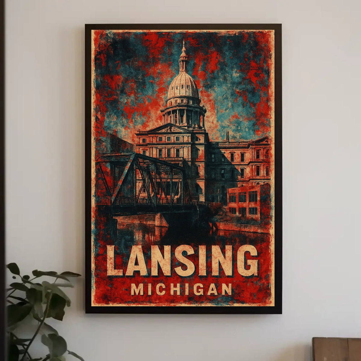 Lansing Capitol Cityscape Minimalist Urban Life Poster