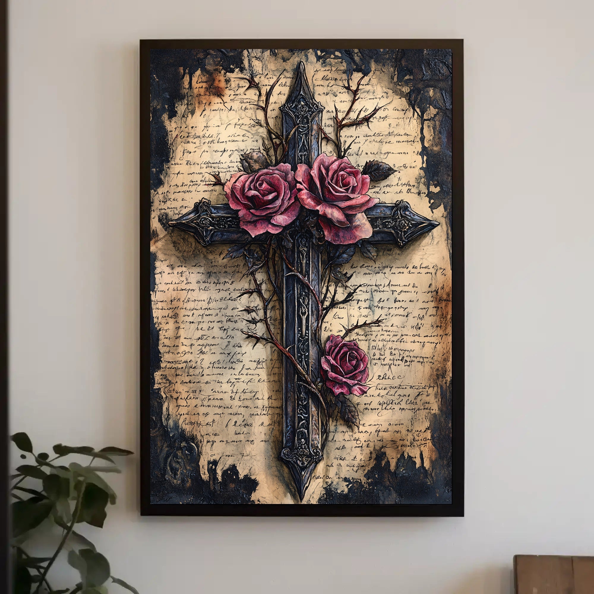 Roses And Cross Poster