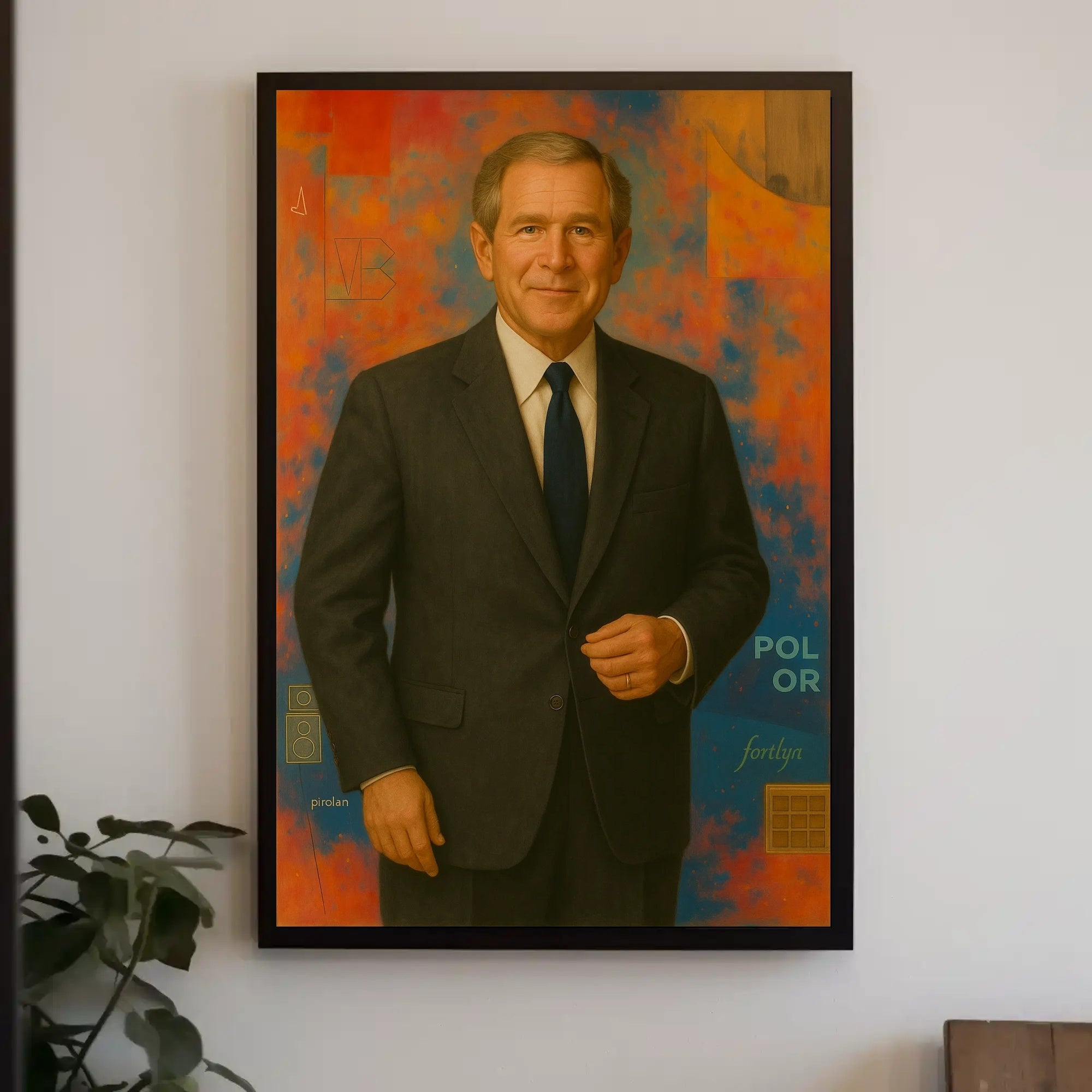 Man in Suit with Vibrant Abstract Background - Artistic Poster