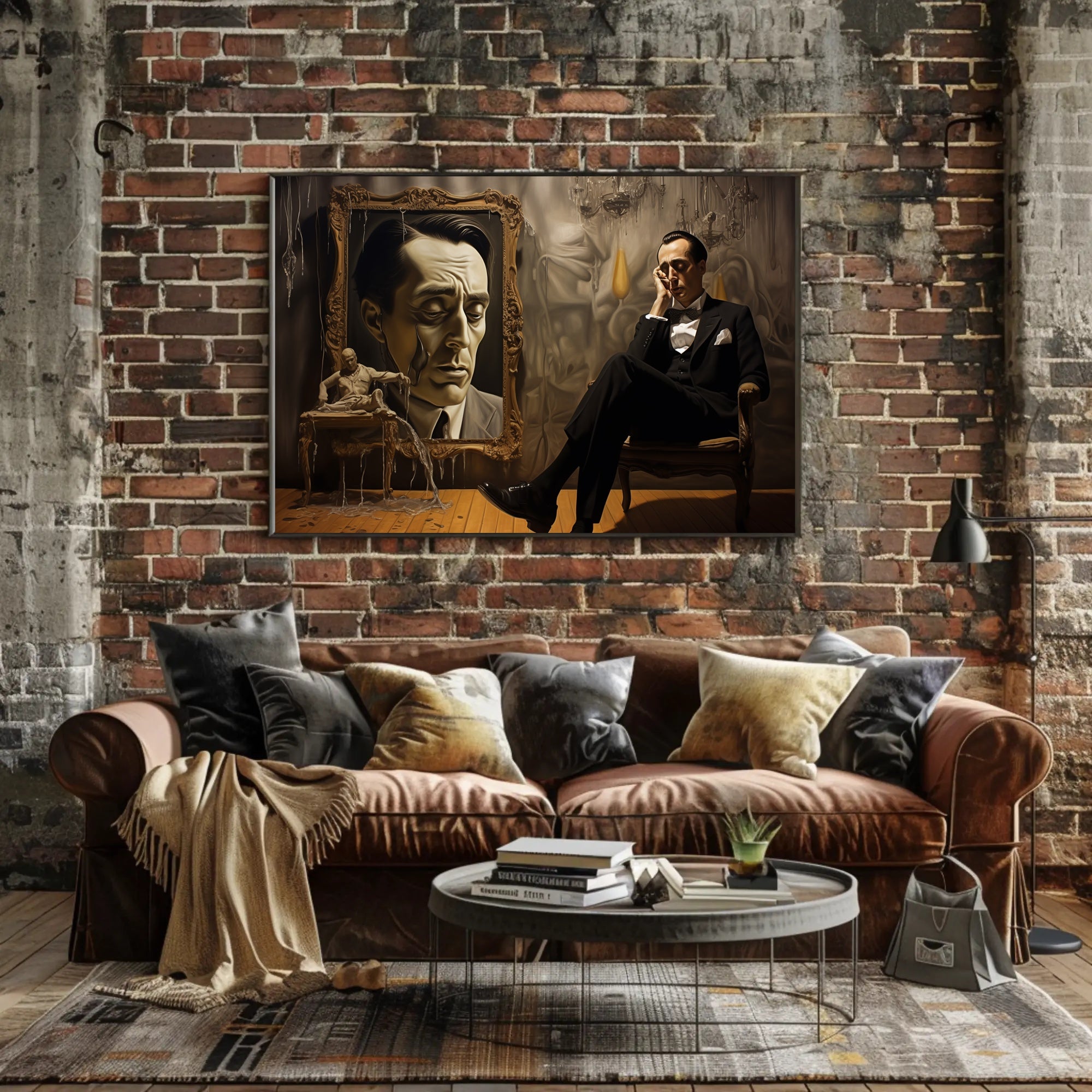 Introspective Vintage Scene in Dim Room Artistic Poster