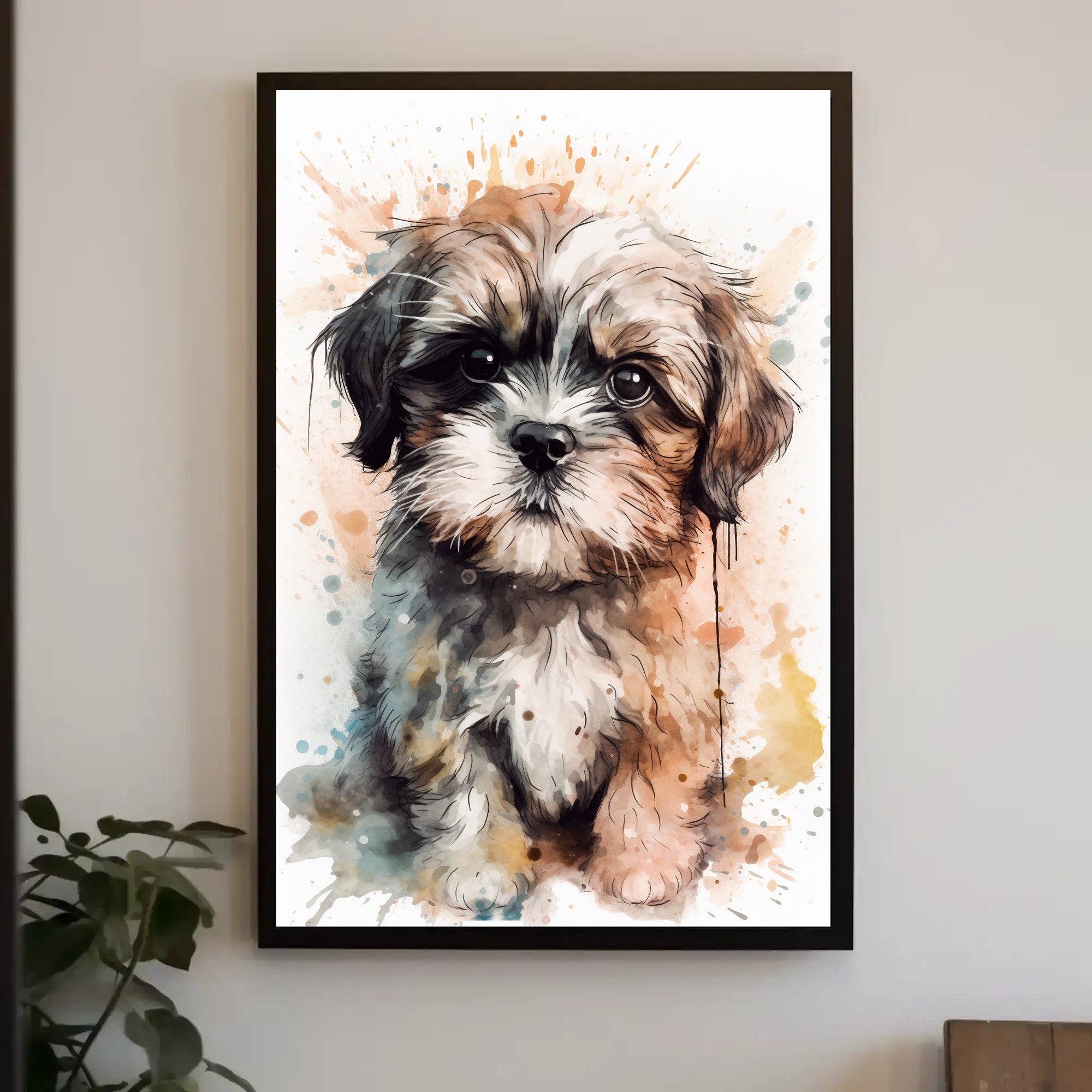 Watercolor Puppy Poster Cute Pet Wall Art Print