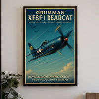 Grumman Bearcat Aviation Poster Vintage Plane Art