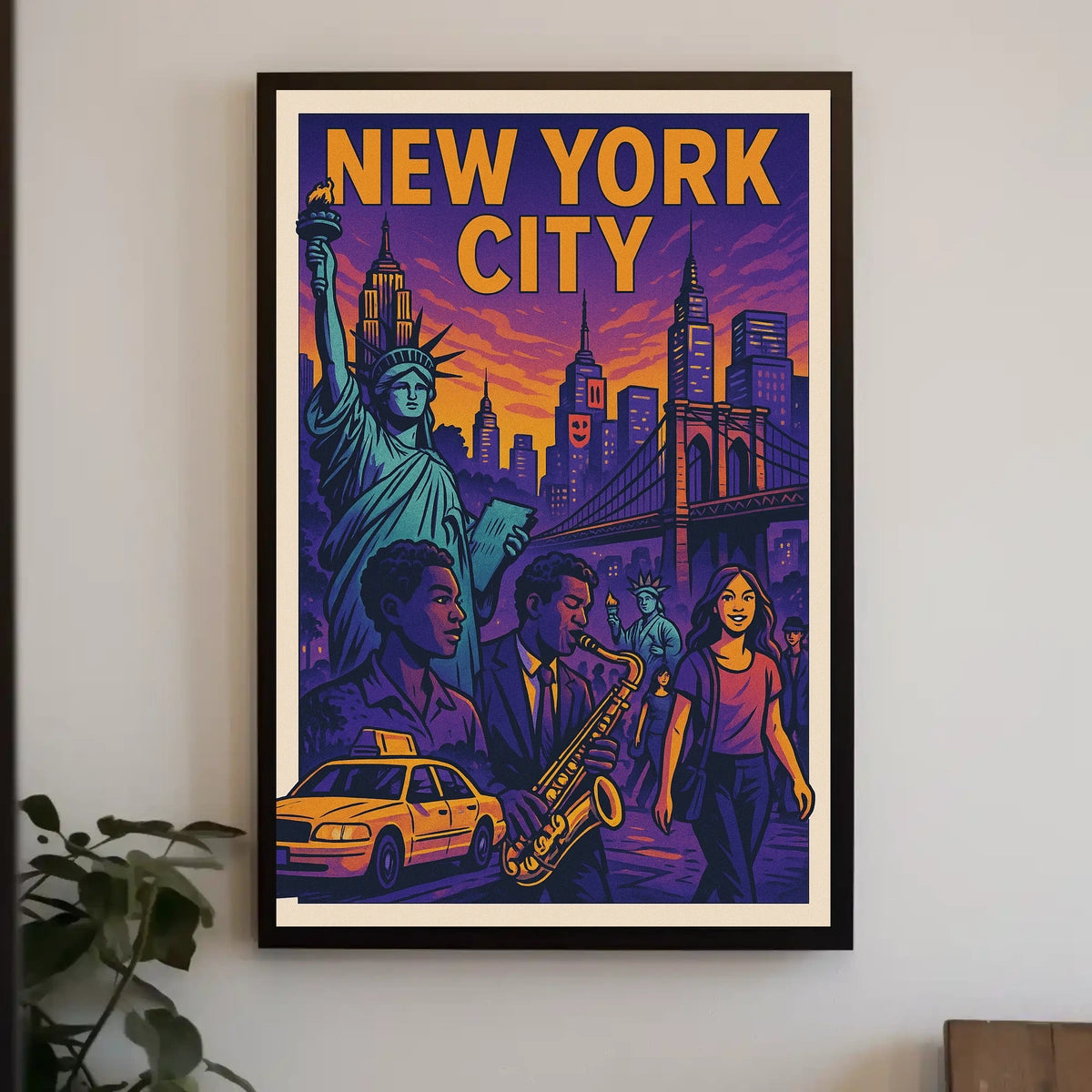 Vibrant New York City Poster For Home Decor With Jazz