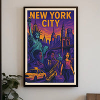 Vibrant New York City Poster For Home Decor With Jazz
