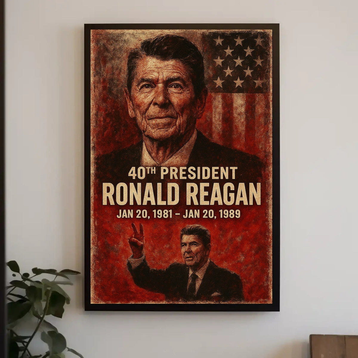 Ronald Reagan 40th President Retro 80s Poster