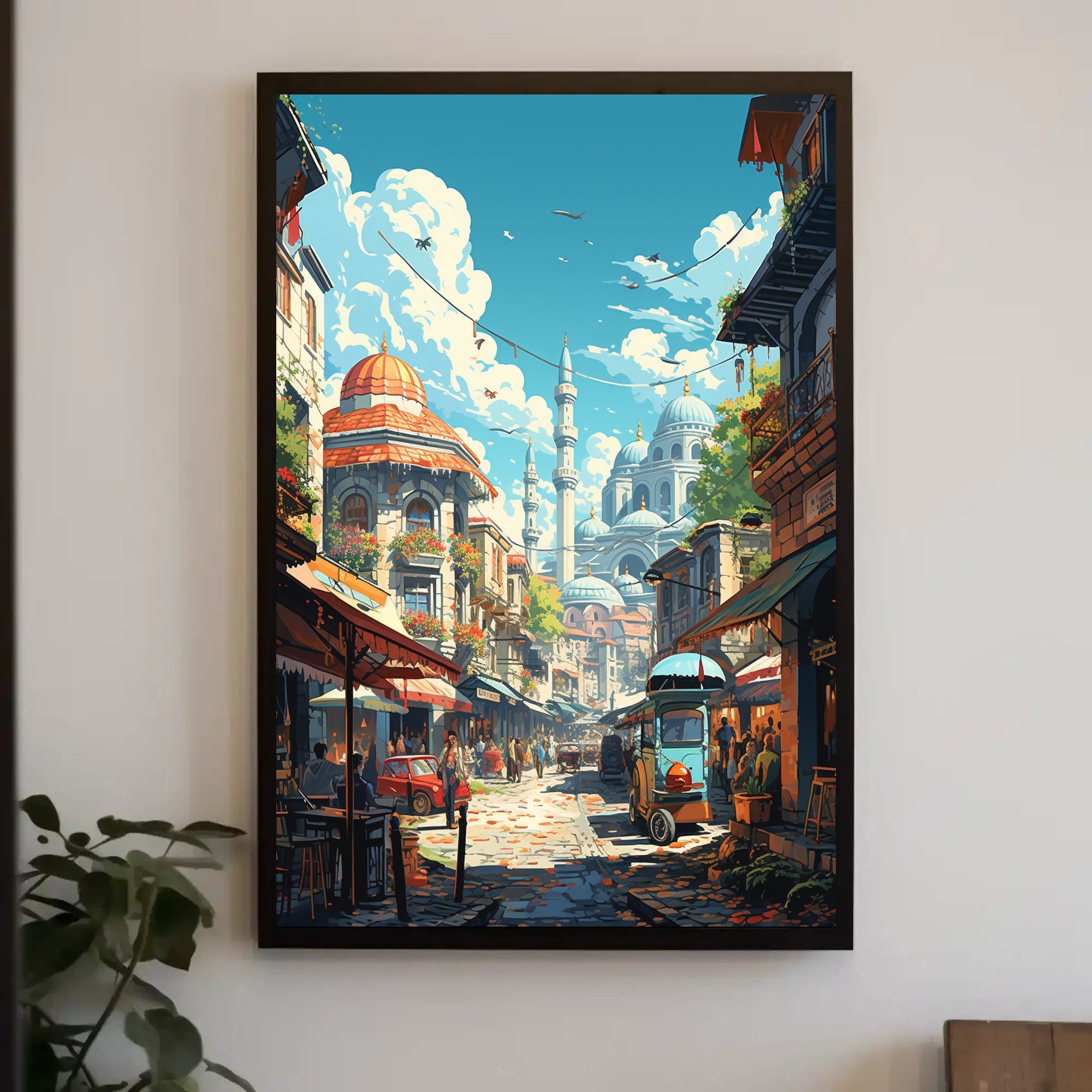 Charming Mediterranean Old Town Scene Travel Poster