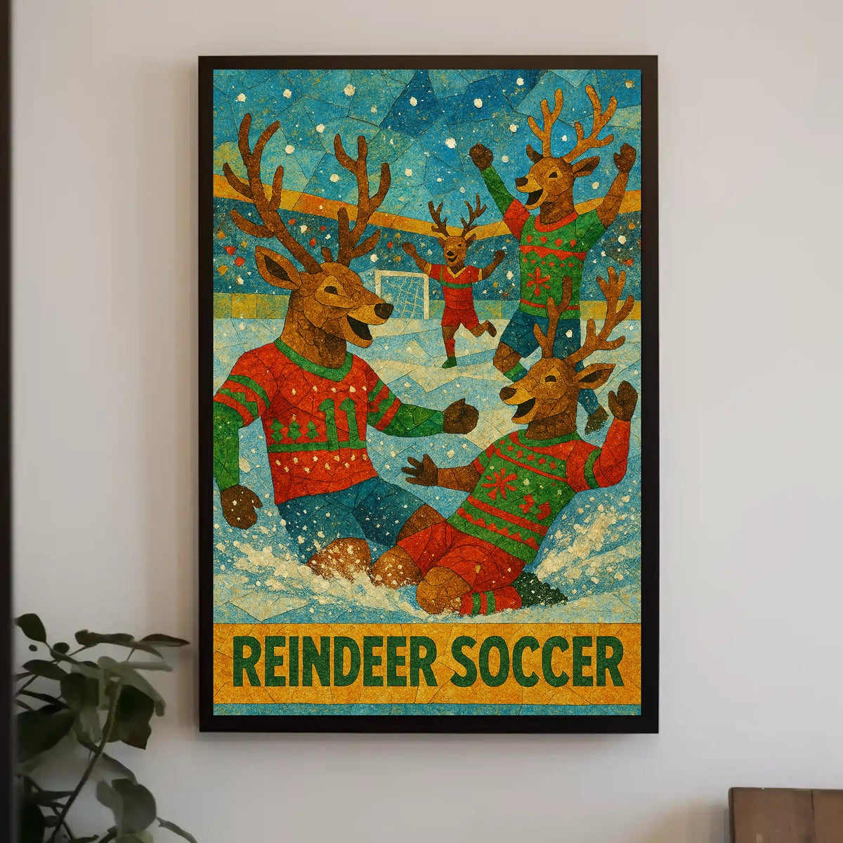 Reindeer Soccer Poster