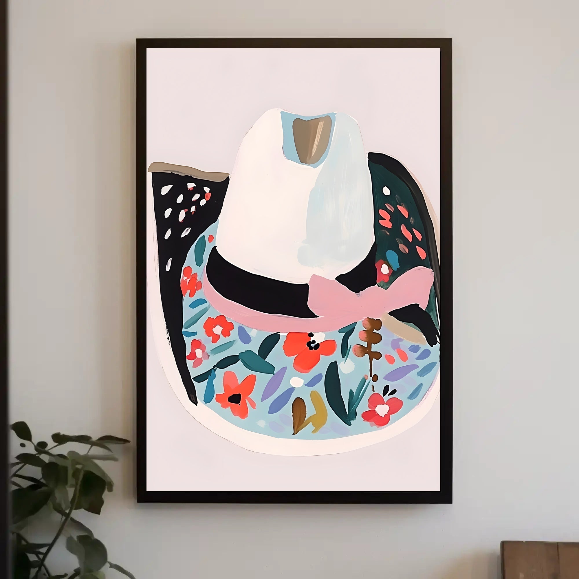 Floral Cowboy Hat Boho Poster Wall Art Print
