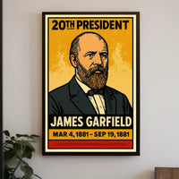 James A. Garfield 20th President of the United States Inked Comic Style Poster