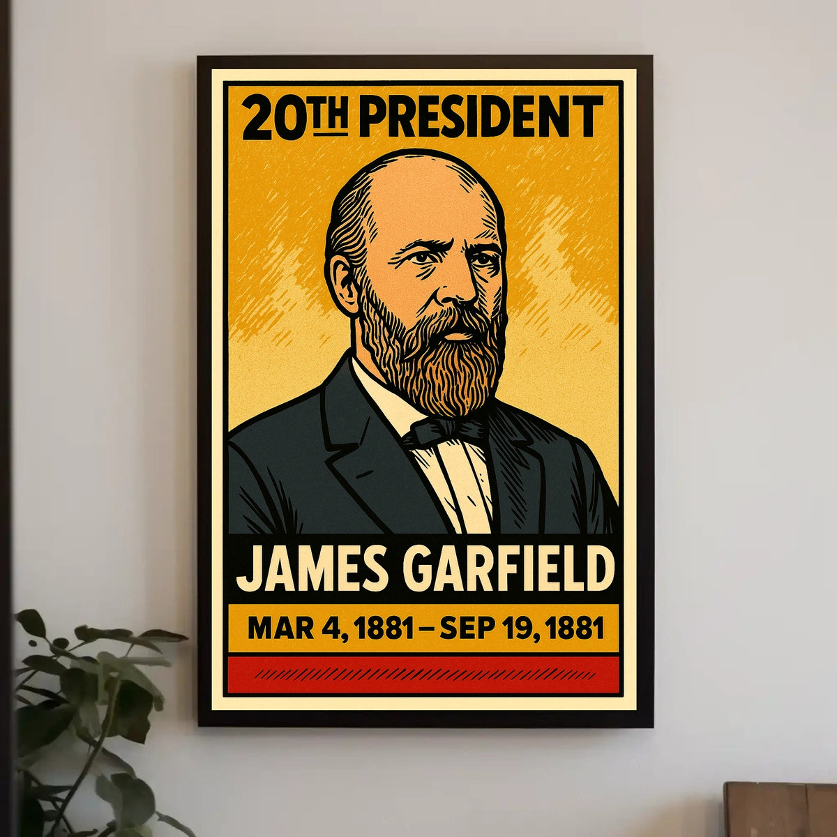 James A. Garfield 20th President of the United States Inked Comic Style Poster