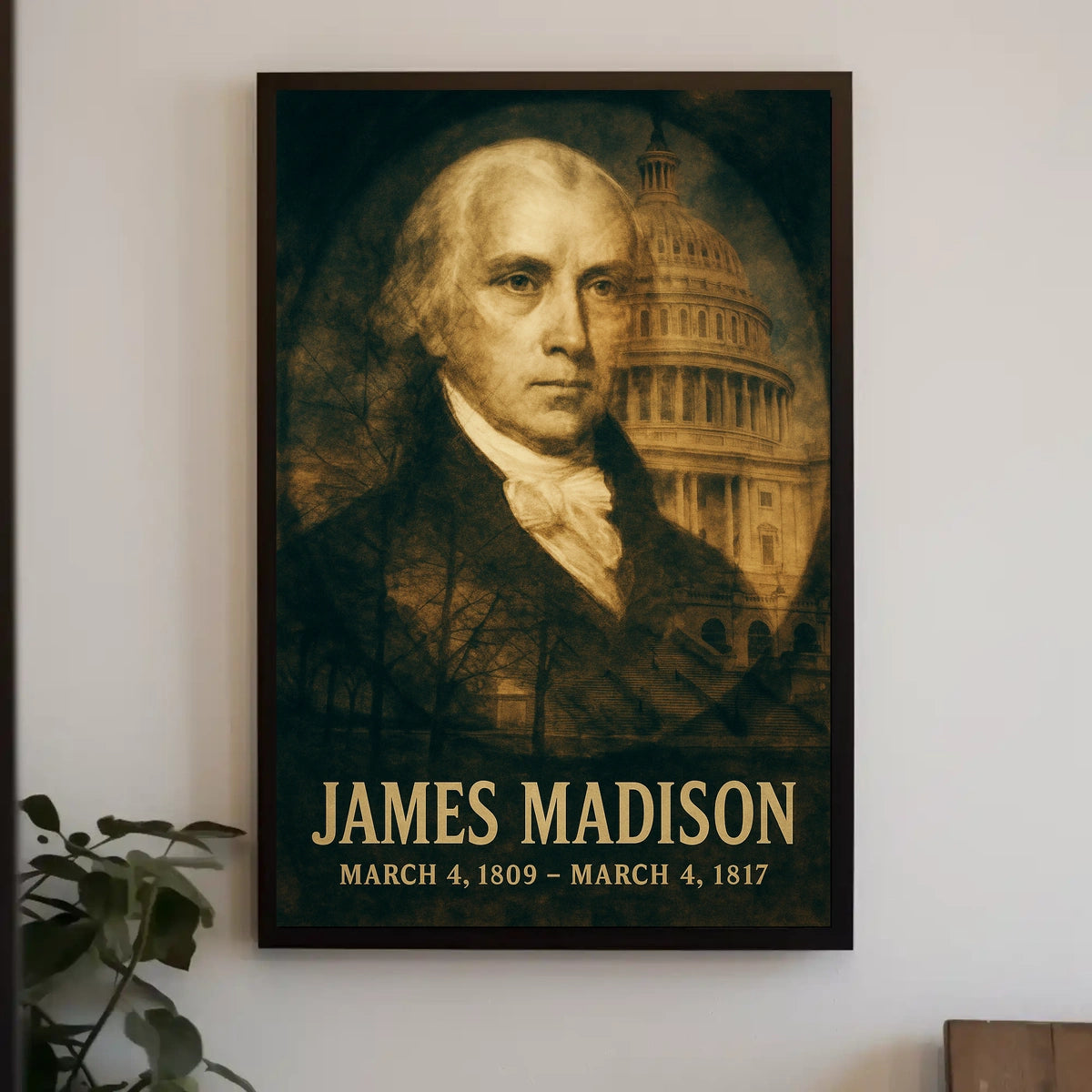 James Madison 4th President of the United States Double Exposure Poster