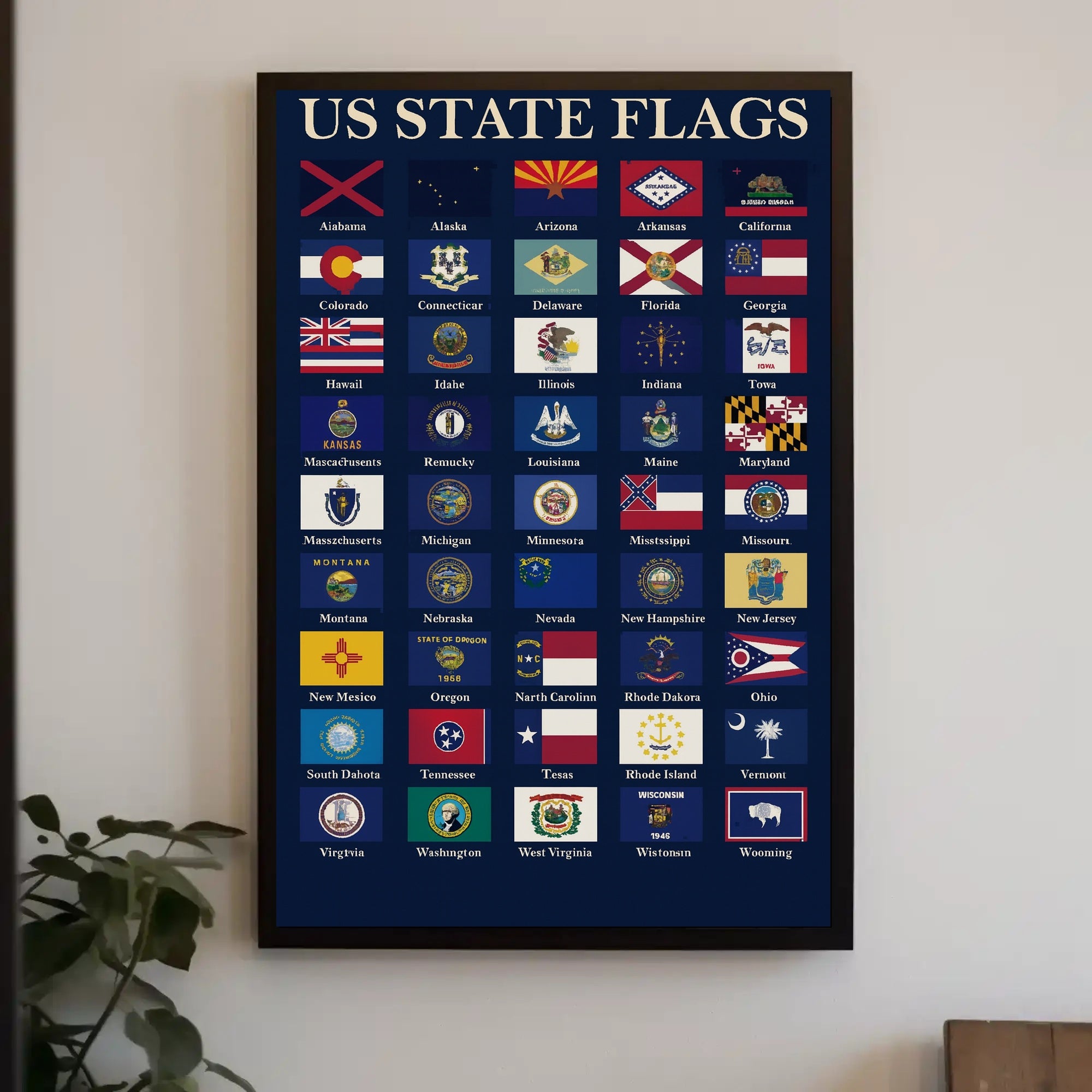 American State Flags with Playful Twist Educational or Infographic Poster