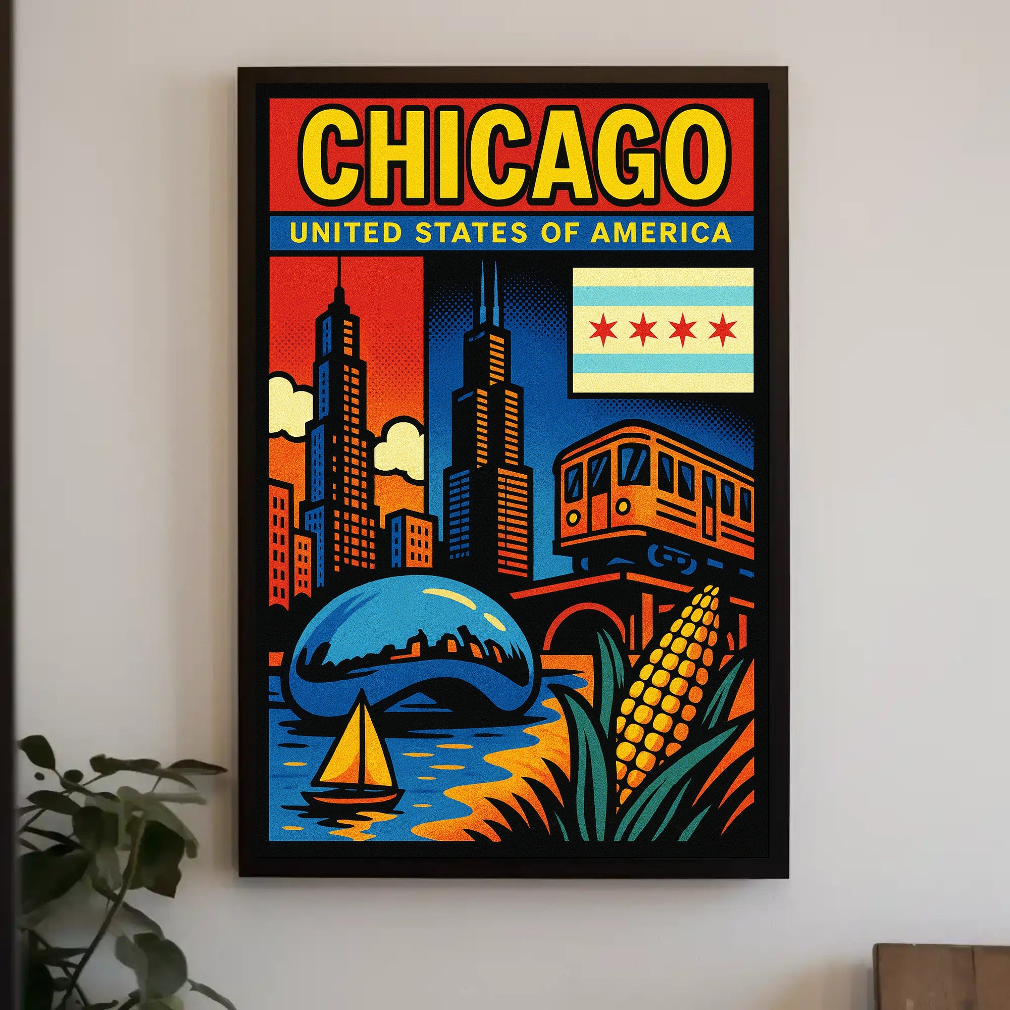 Vibrant Chicago Poster PosterGoat