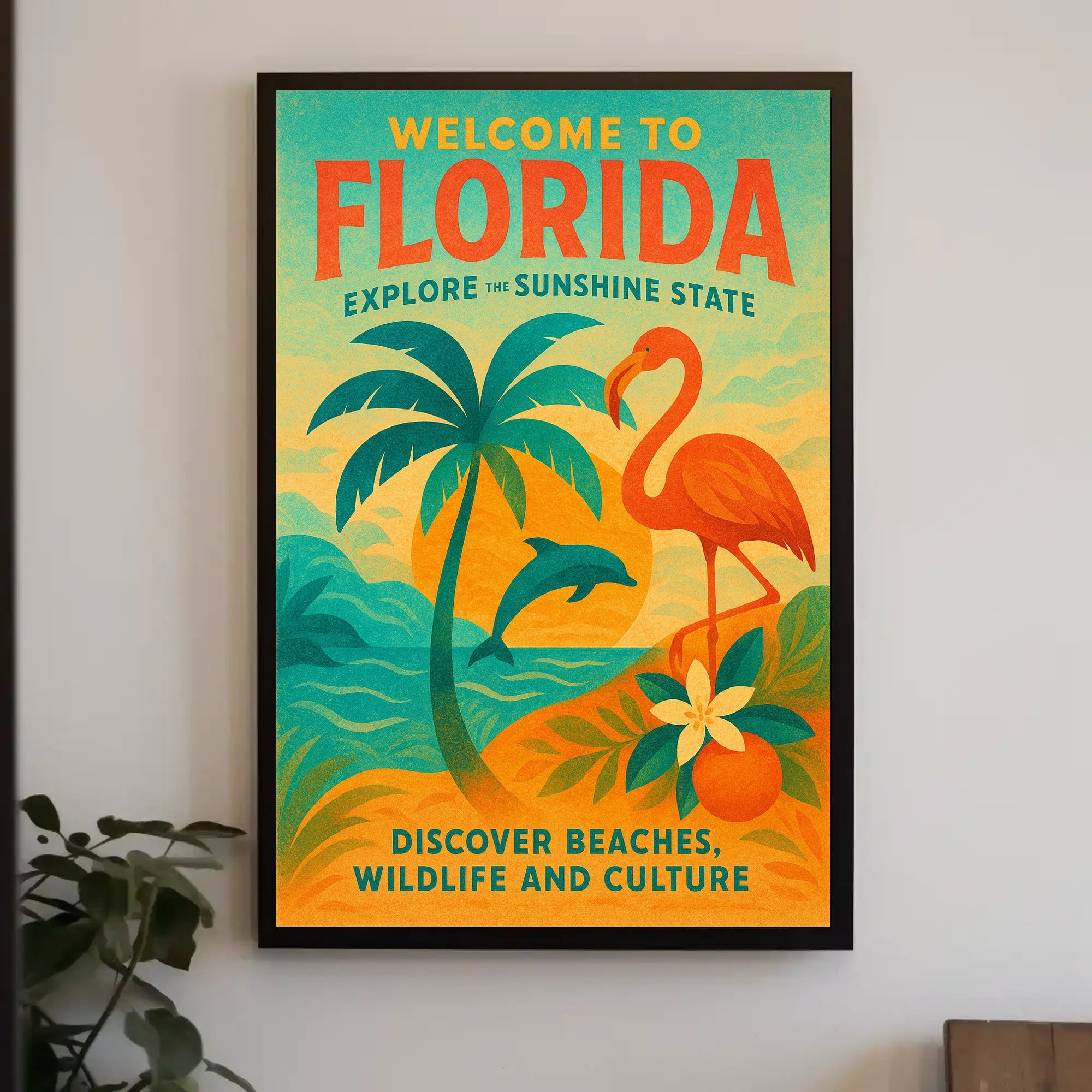 Florida Vintage Travel Poster Wall Art Print