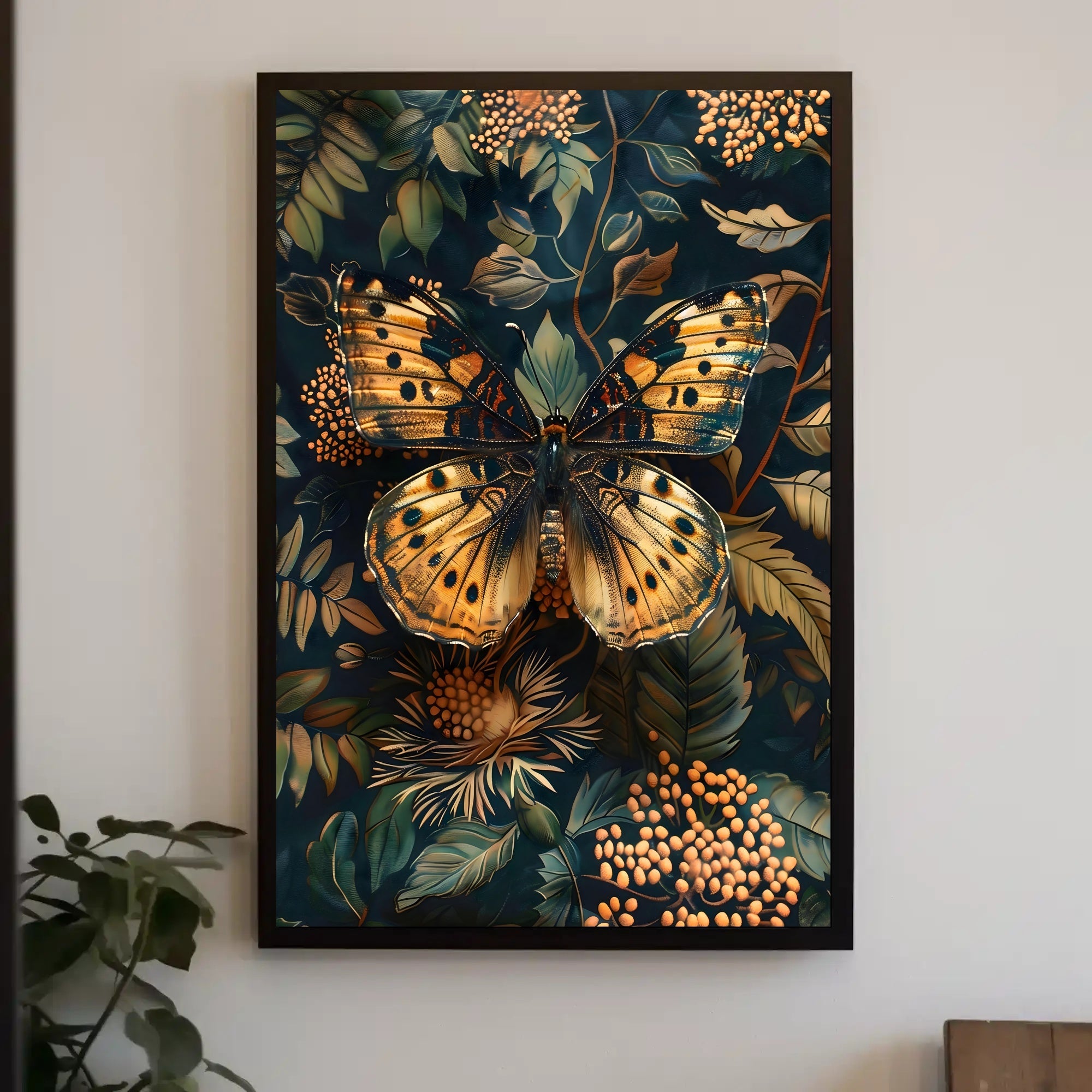 Butterfly Elegance: Ornate Art Nouveau Animal Poster