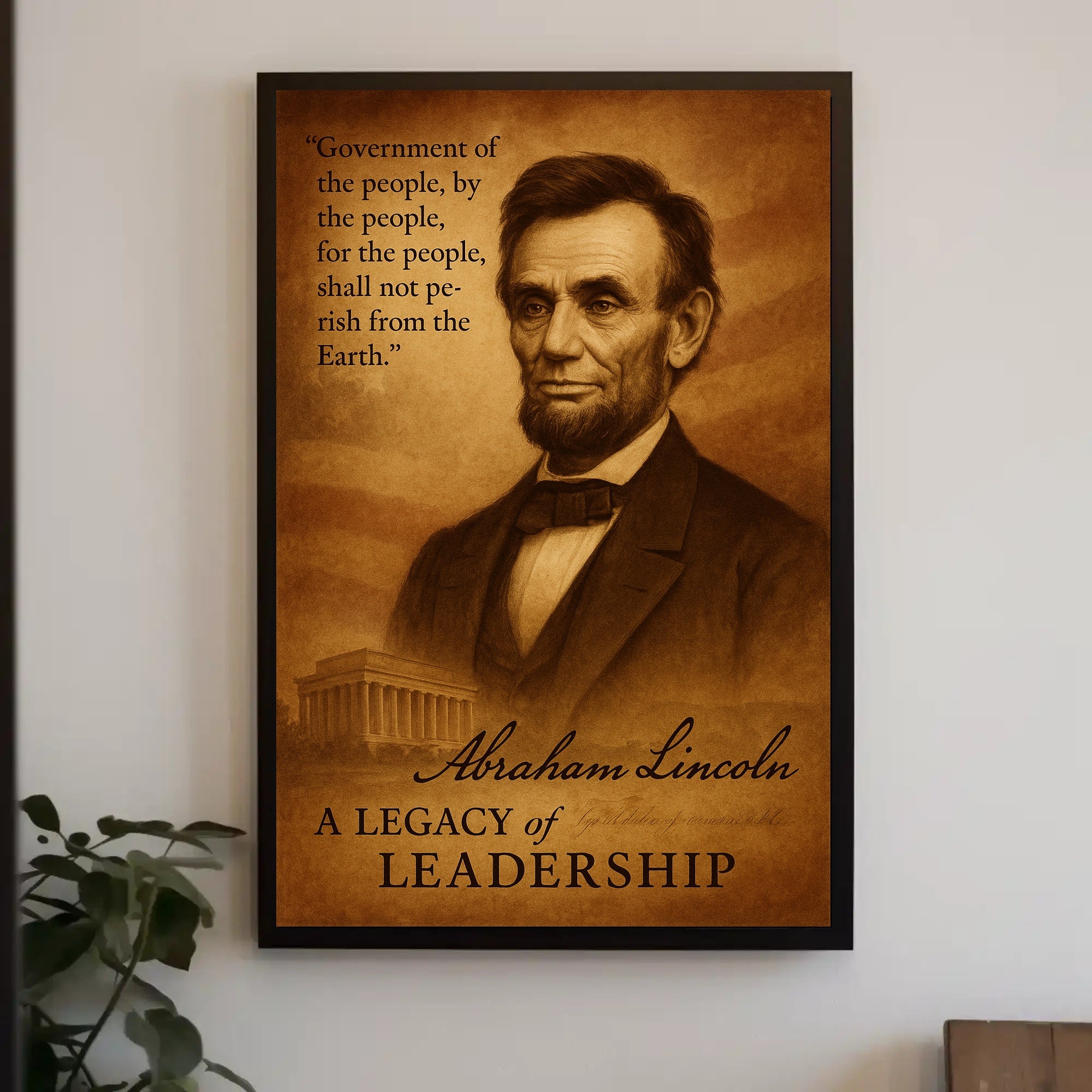 Portrait of Historical Figure with Iconic Landmark: Presidential Poster