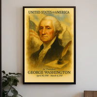 George Washington 1st President of the United States Vintage Watercolor Poster