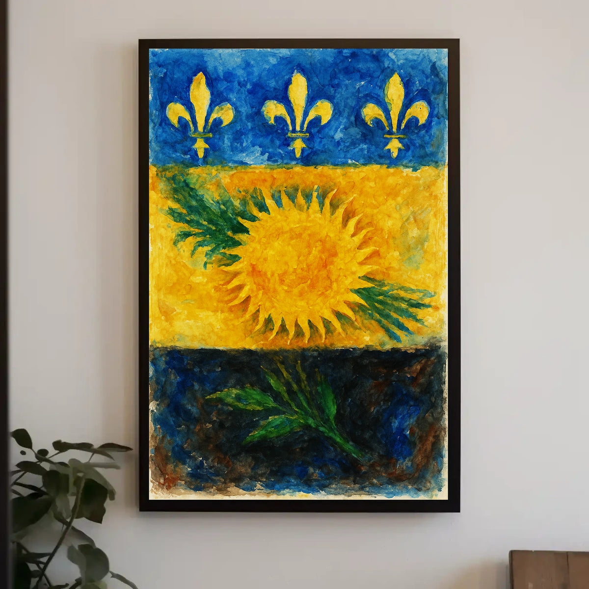 Sunflower and Fleur-de-Lis Poster
