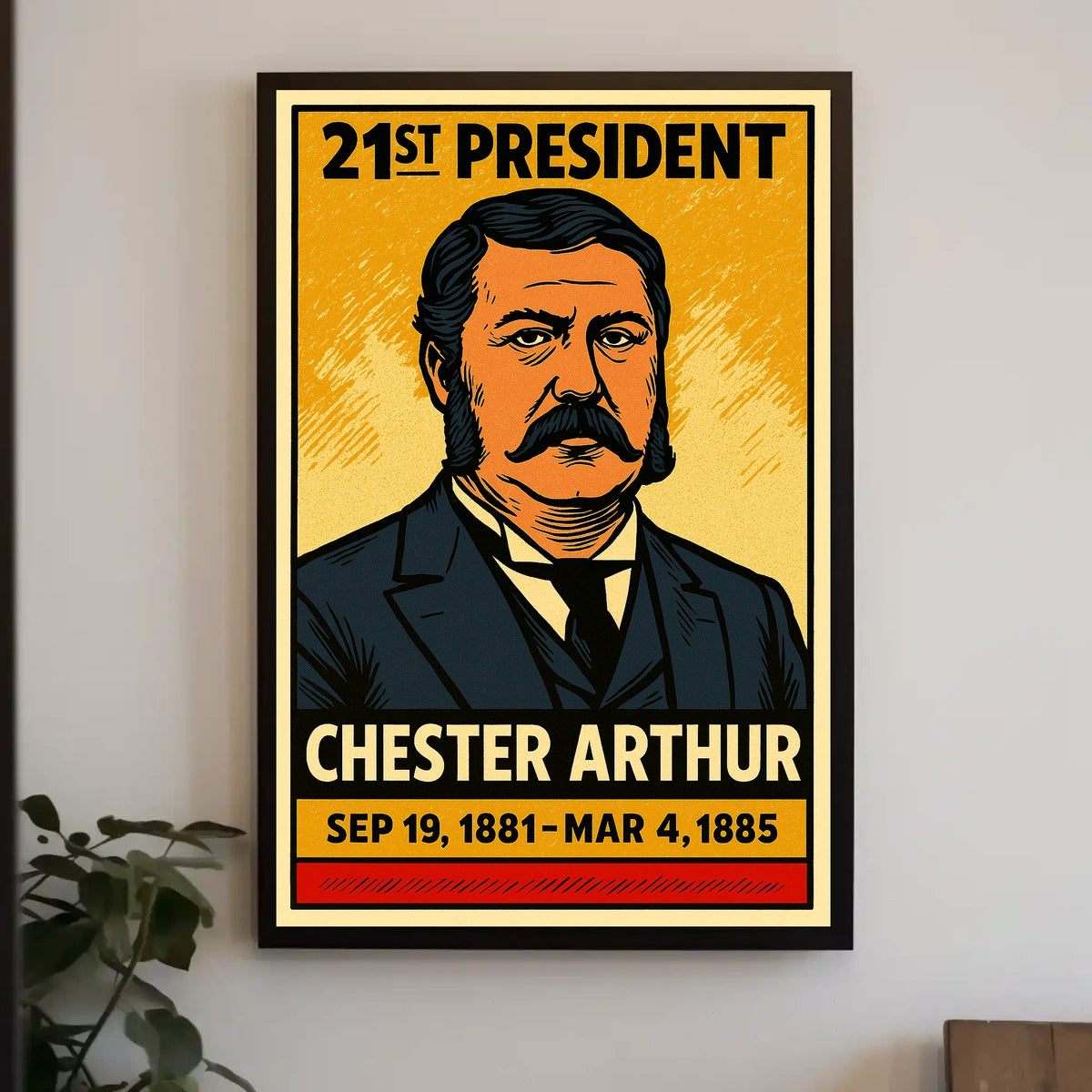 Chester A. Arthur 21st President of the United States Inked Comic Style Poster