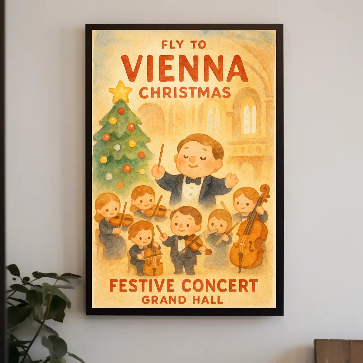 Festive Vienna Christmas Concert in Watercolor Music or Concert Poster