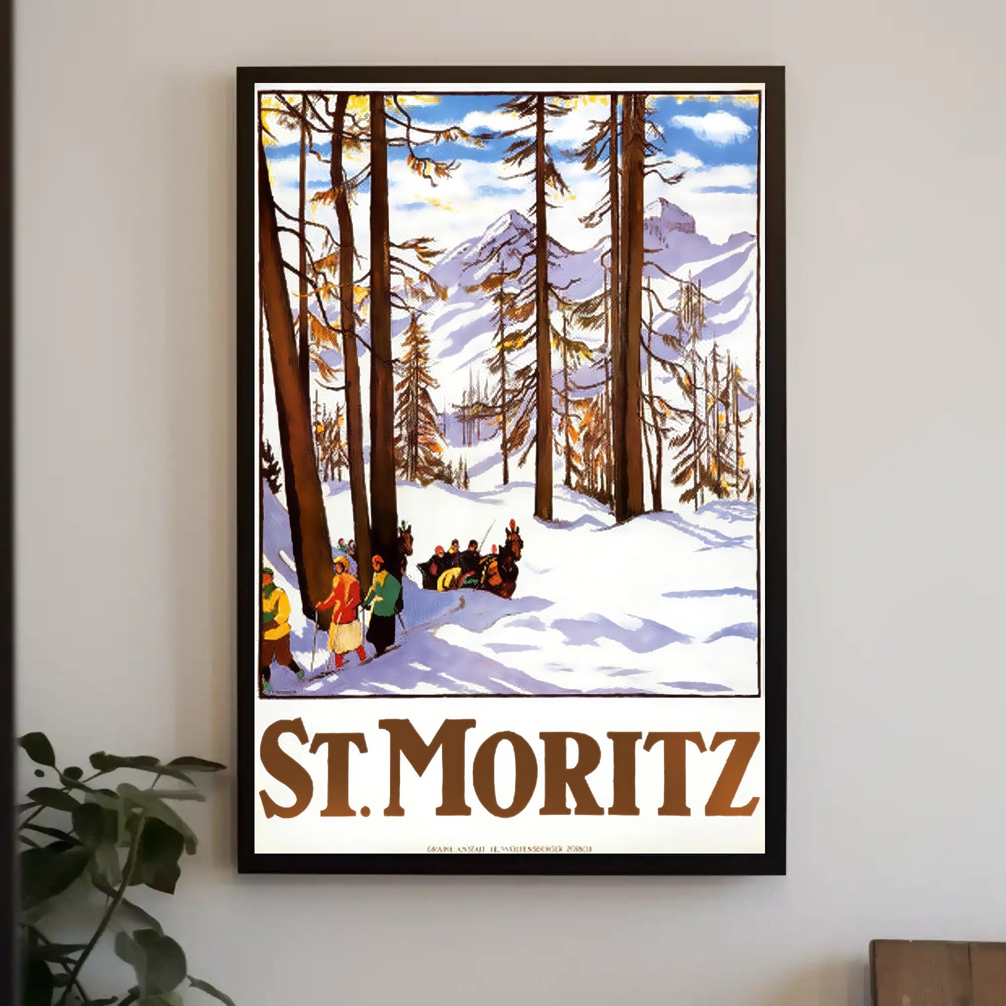 Vintage Alpine Travel Poster: St. Moritz Winter Wonderland PosterGoat