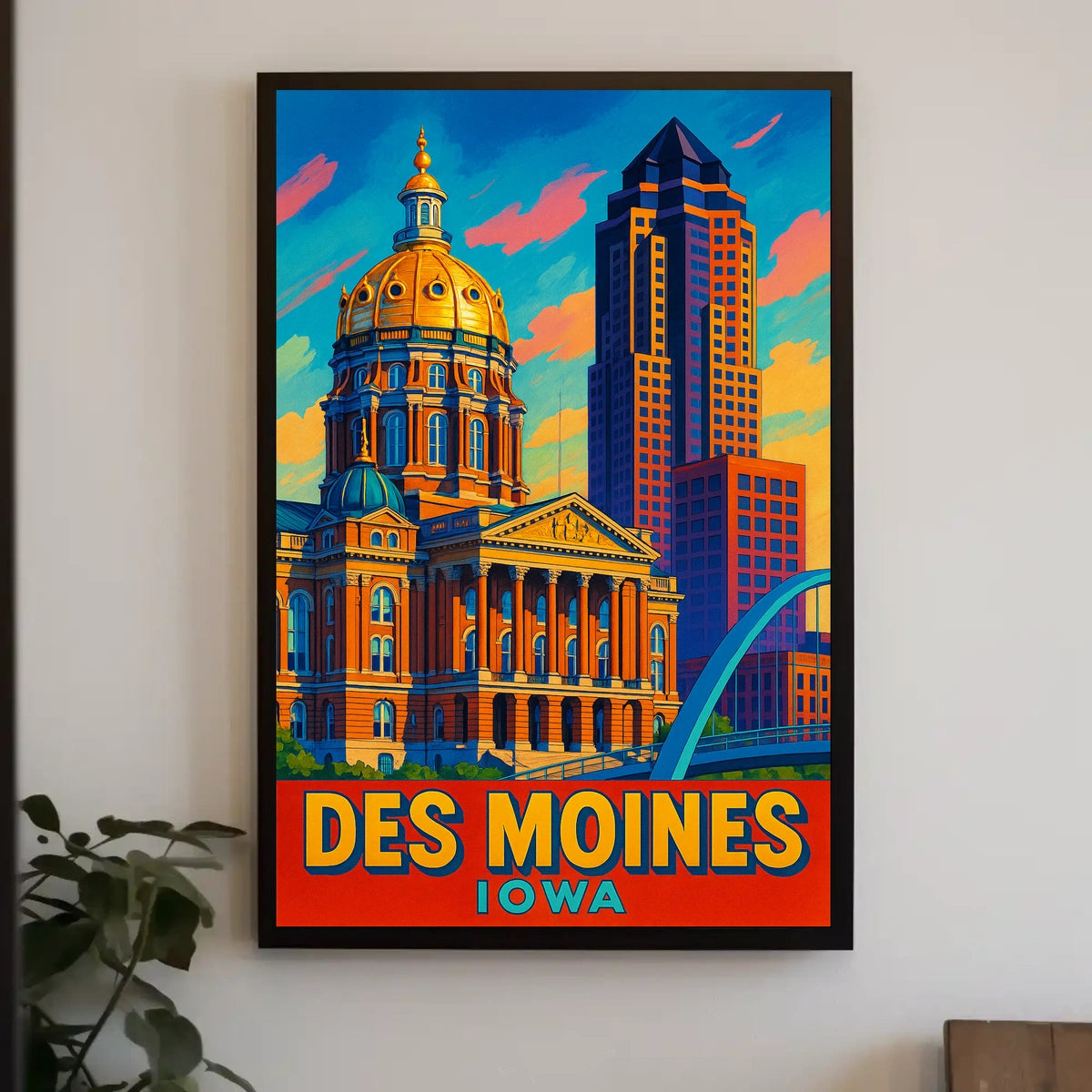 Des Moines, Iowa Vibrant Cityscape Poster