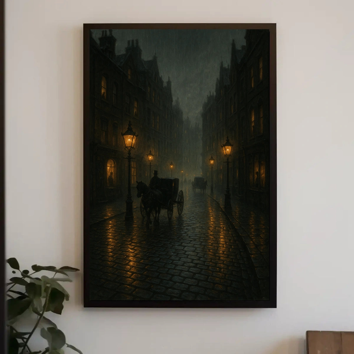 Victorian Era Rainy Street Moody Photorealism Poster