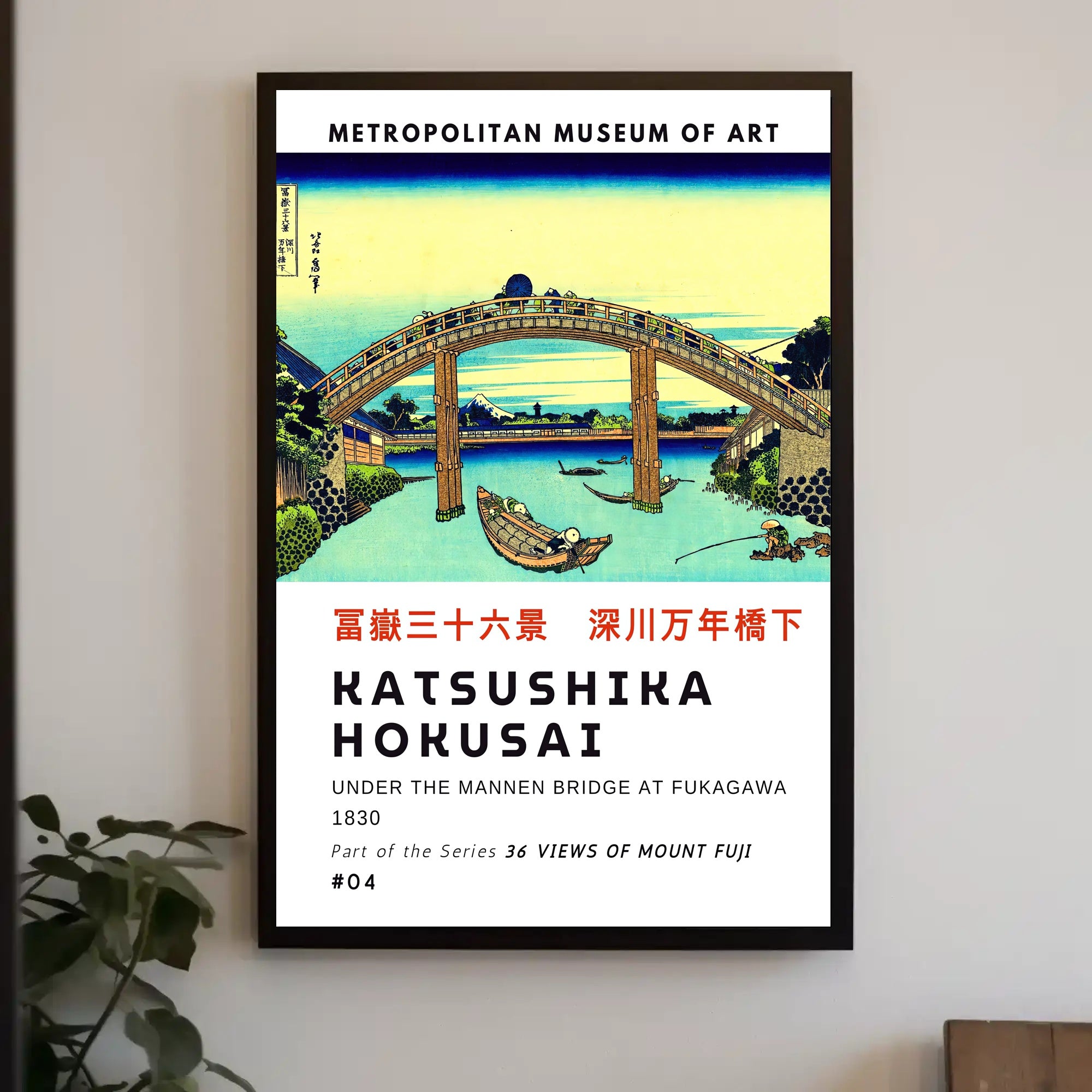 Katsushika Hokusai Under the Mannen Bridge at Fukagawa Poster
