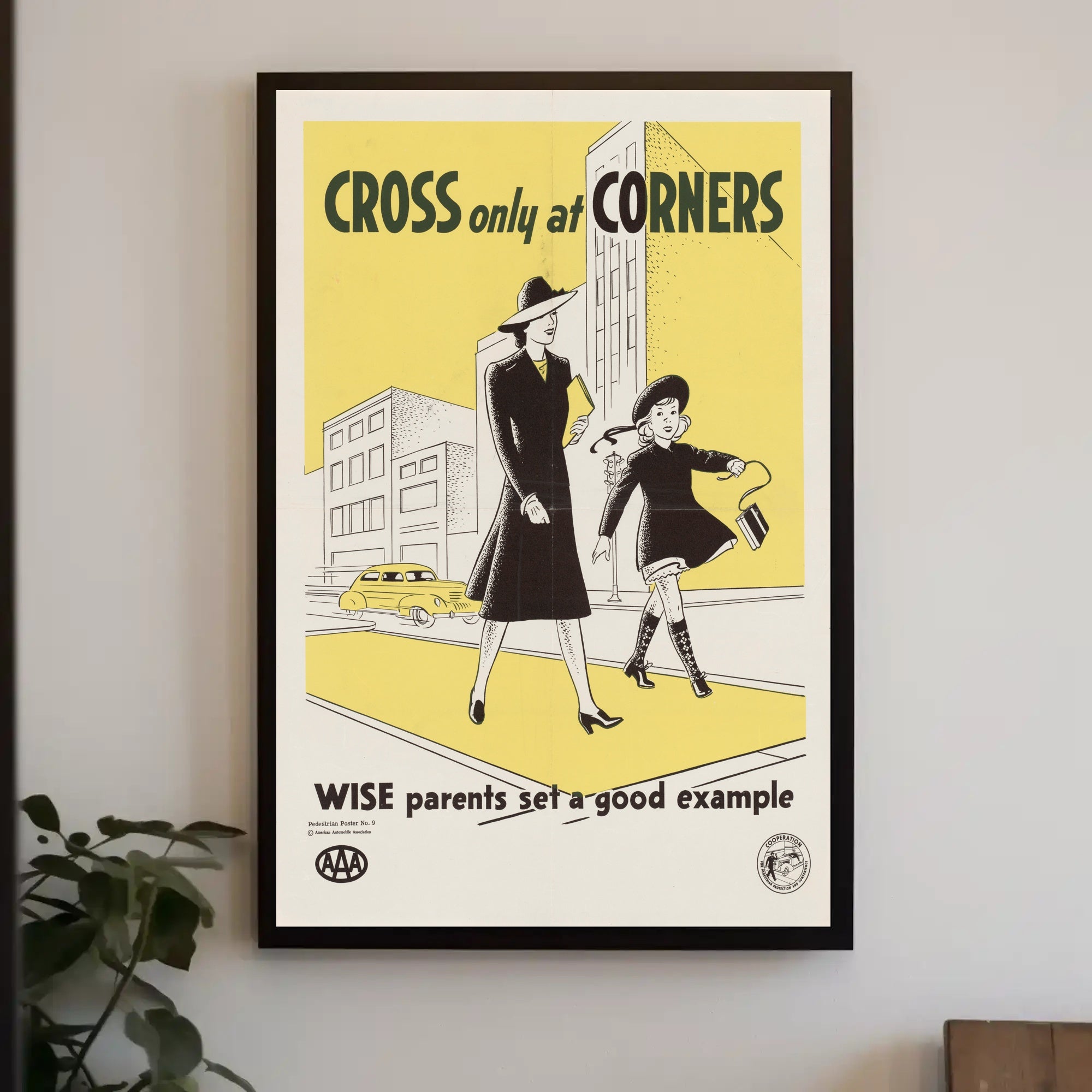 Pedestrian Safety Vintage Poster Mid-Century Educational or Infographic Poster PosterGoat