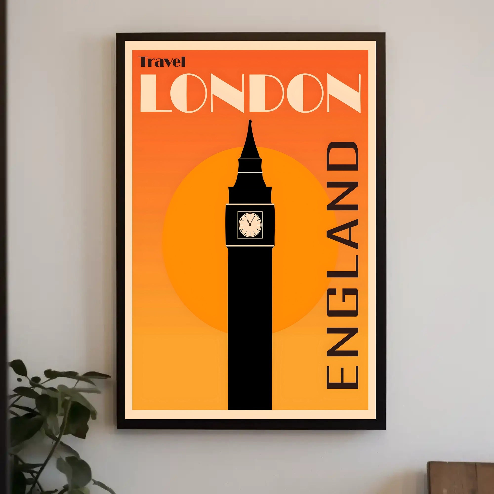 Big Ben Silhouette Image with Scenic UK Travel Poster