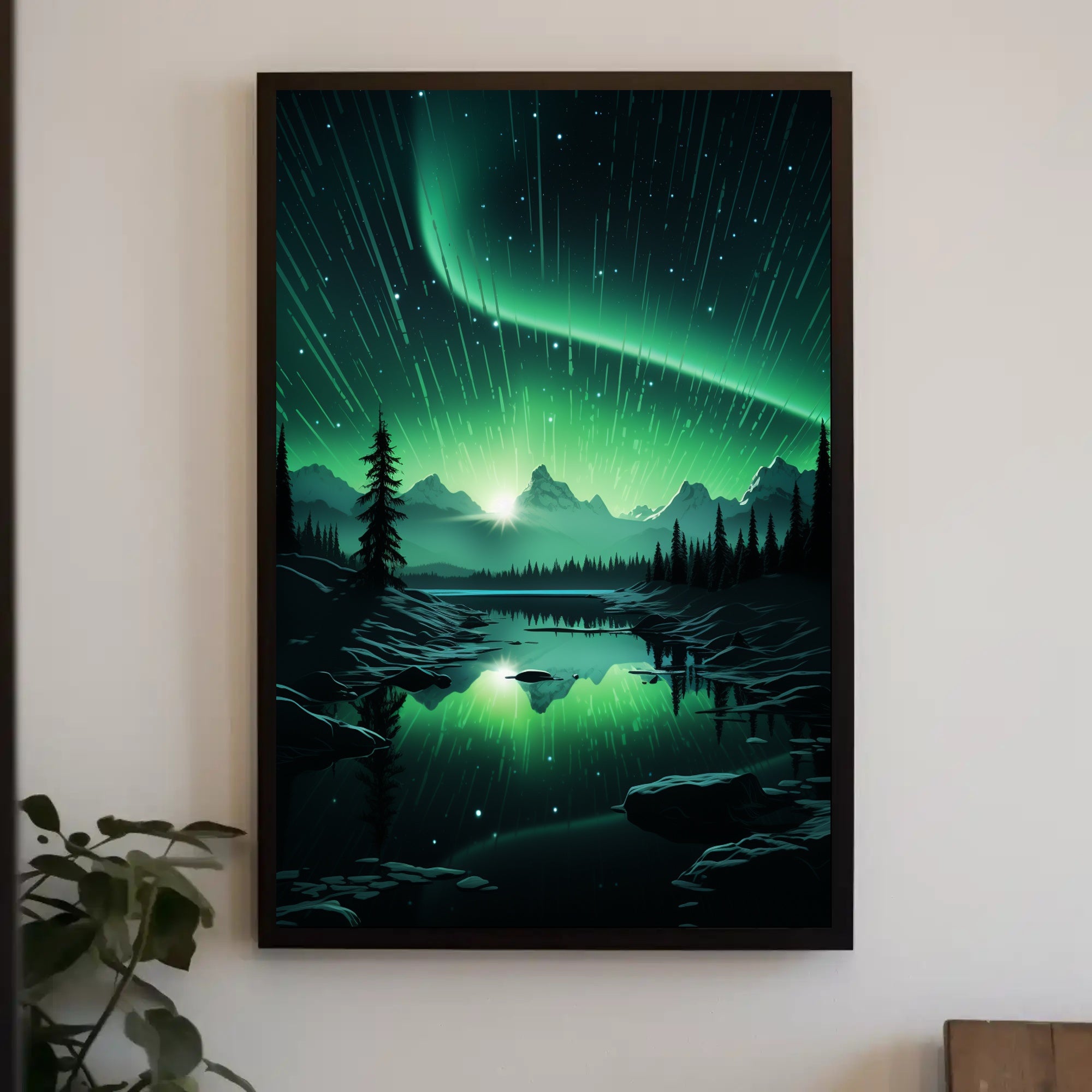 Aurora Over Tranquil Landscape Poster