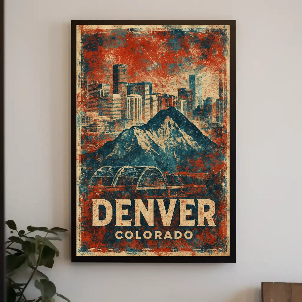 Denver Colorado Cityscape Vintage Poster
