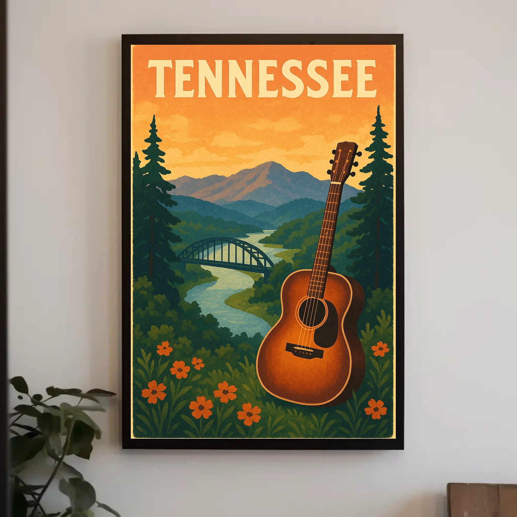 Tennessee Musical Heritage Vintage Travel Poster