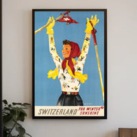 Vintage Swiss Ski Adventure Travel Poster PosterGoat
