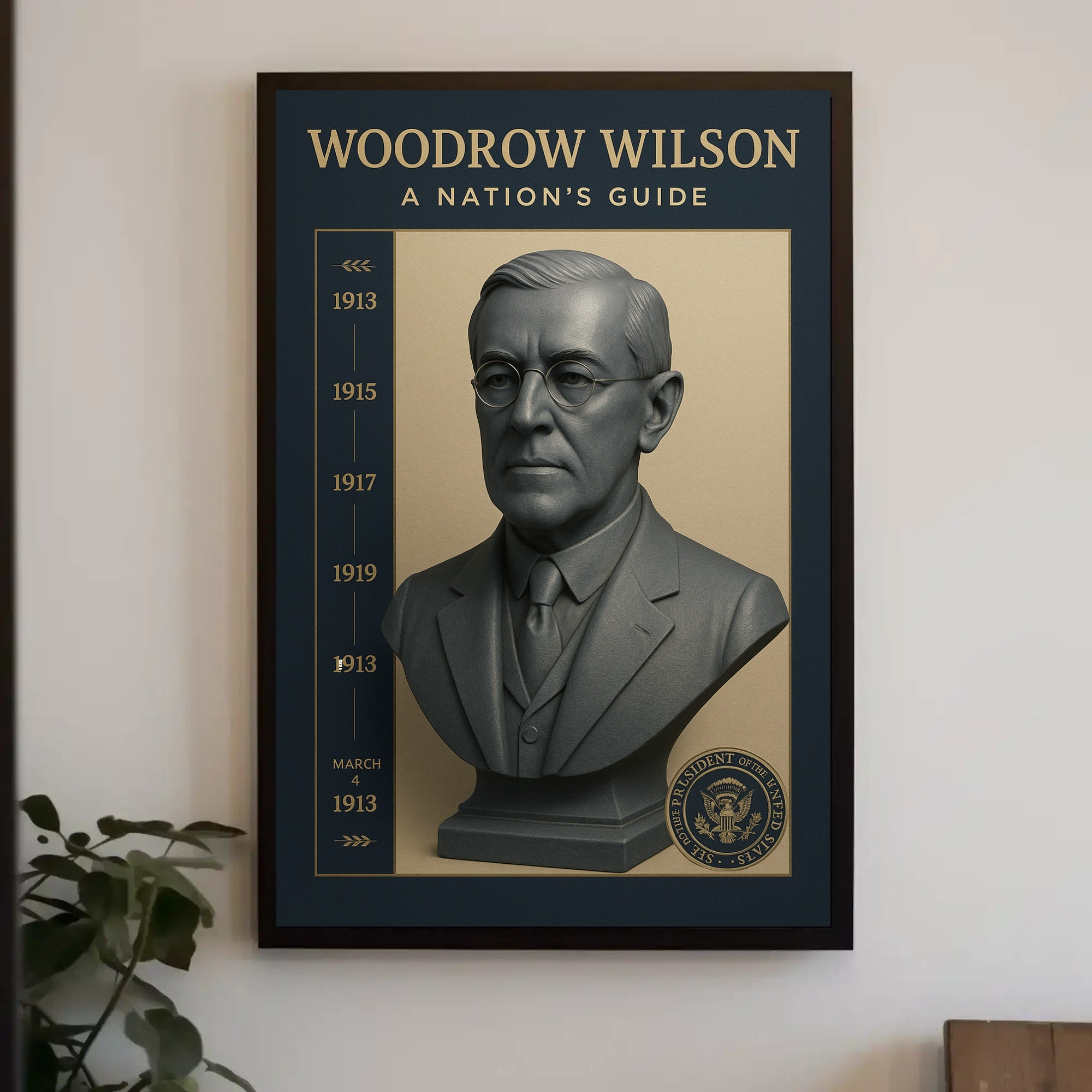 Woodrow Wilson Bust Vintage Historical or Presidential Poster