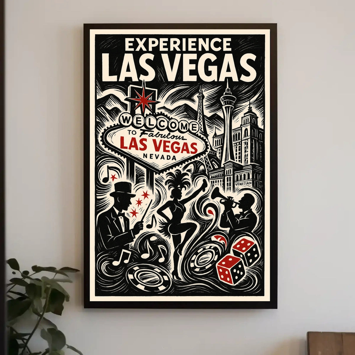 Las Vegas Poster Vibrant Neon Skyline For Home Decor
