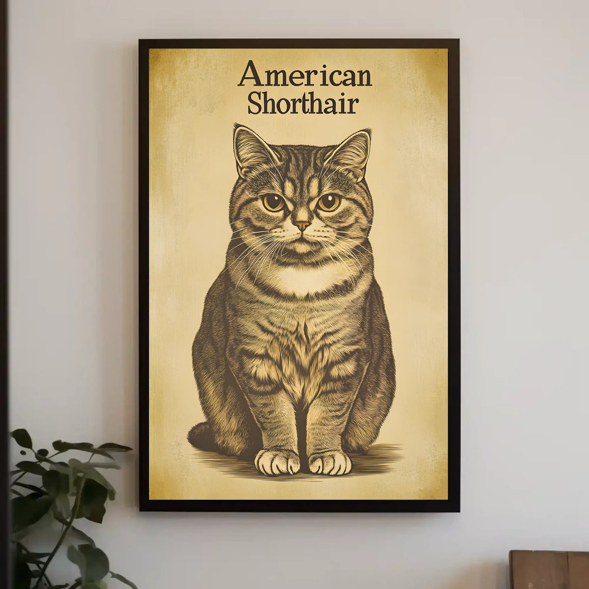 American Shorthair Cat Vintage Illustration Poster