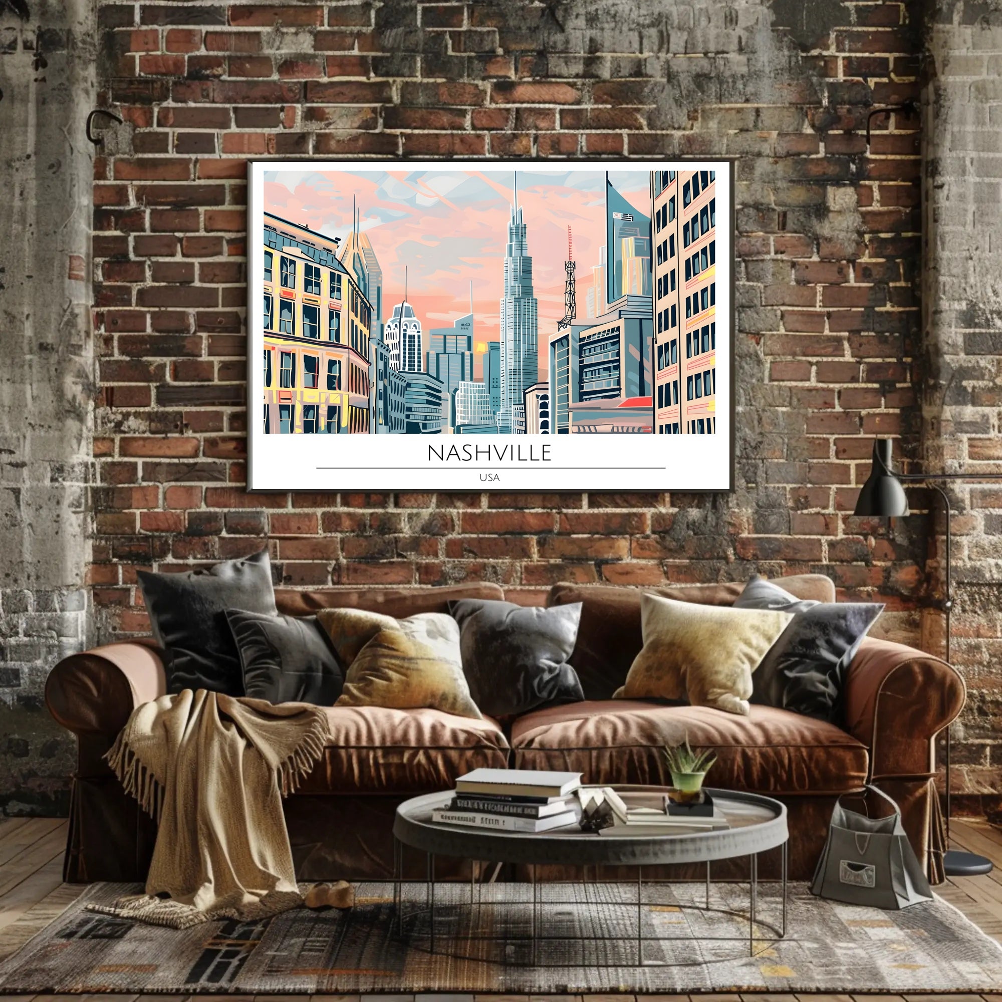 Vibrant Cityscape of Nashville Poster PosterGoat