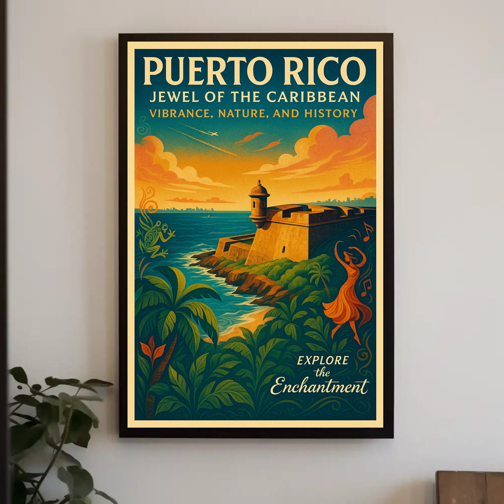 Puerto Rico Jewel of the Caribbean Travel Poster