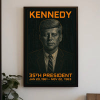 John F. Kennedy 35th President of the United States Techno Schematic Poster