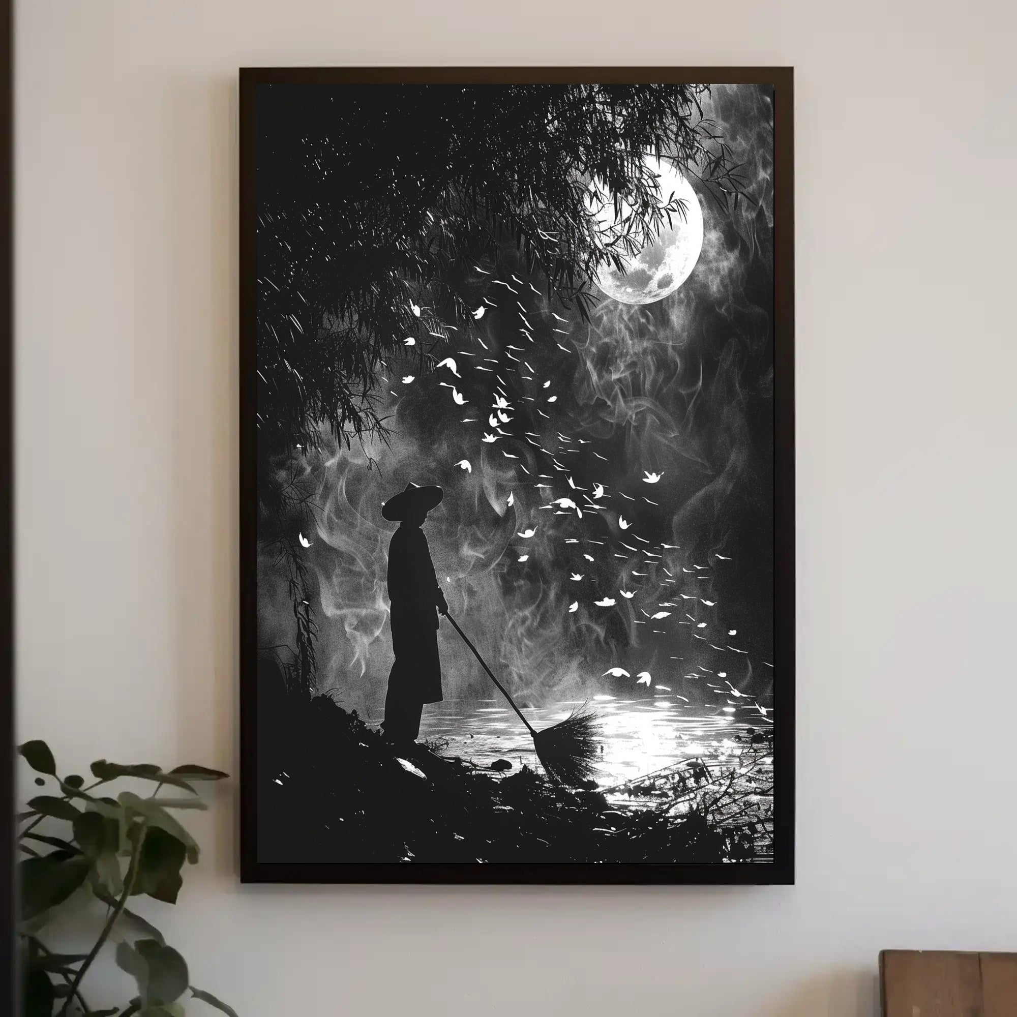 Mystical Moonlit Solitude in Nature - Artistic Poster PosterGoat