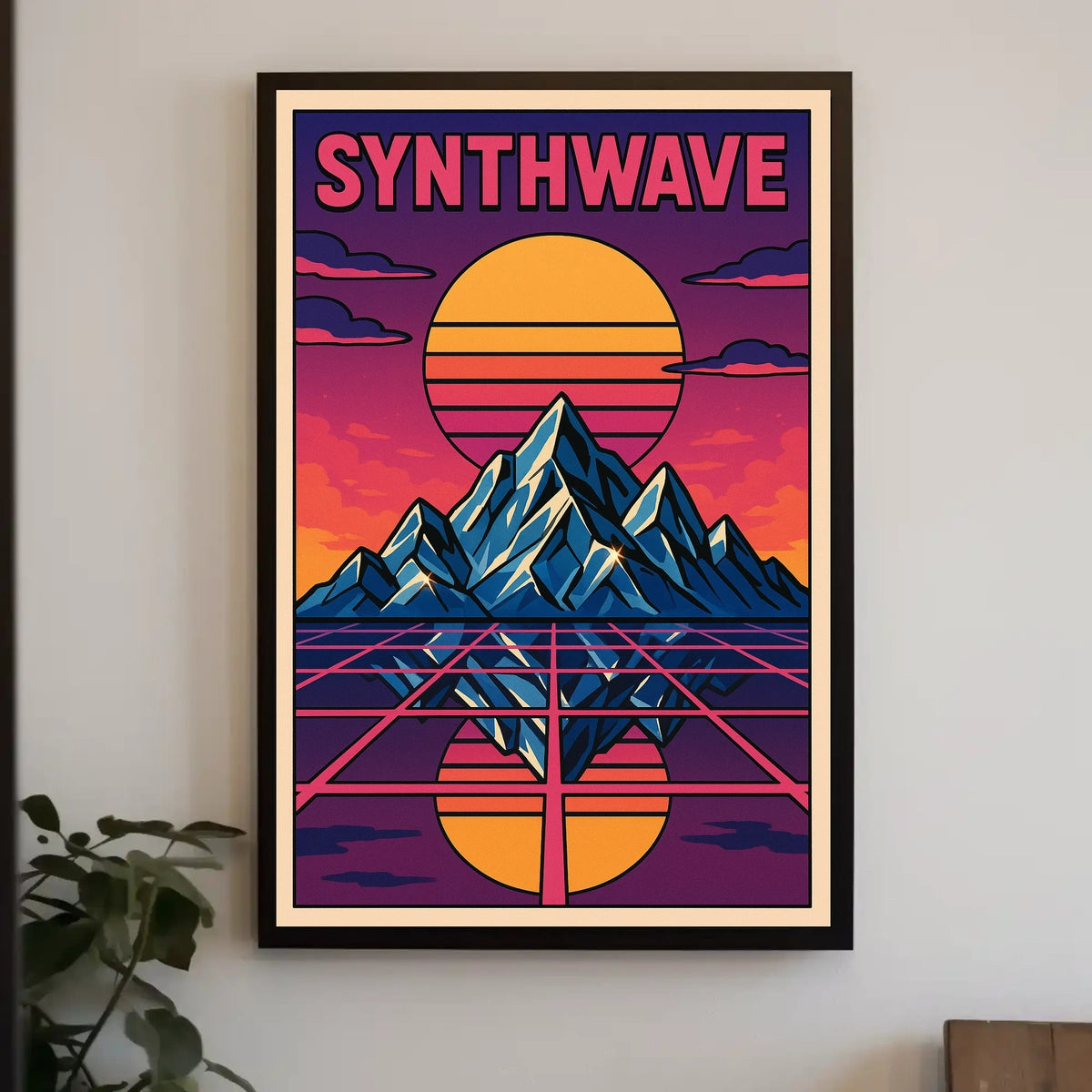 Synthwave Sunset Retro-Futuristic Art Poster