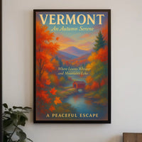 Vermont Autumn Serene Poster Vintage Landscape