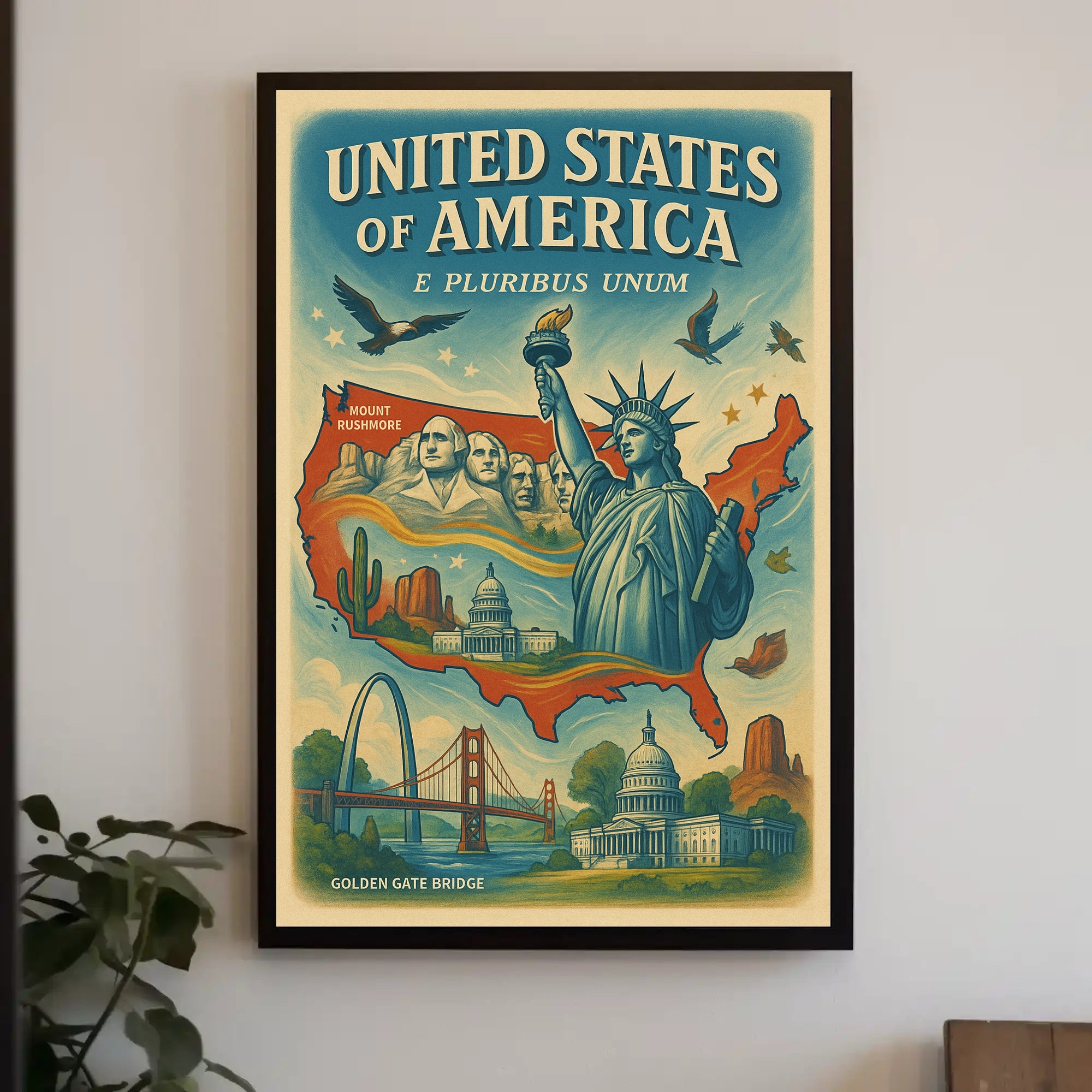 Iconic Symbols of America Poster PosterGoat