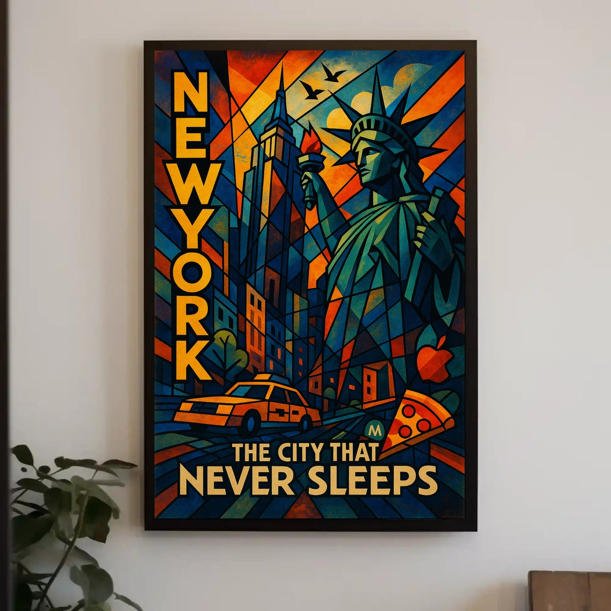 New York City Vibrant Urban Scene Poster Modern Wall Art