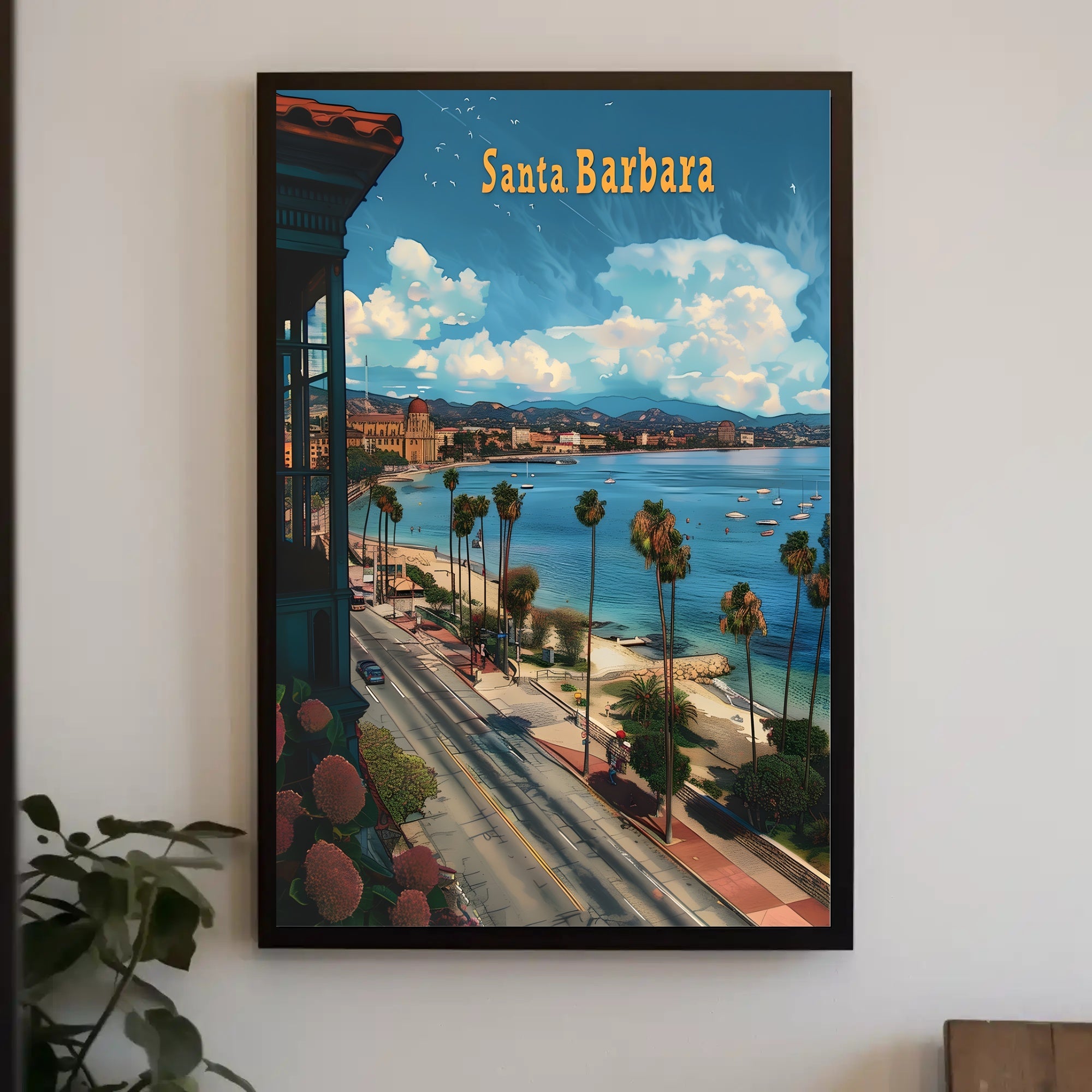 Santa Barbara Sunlit Coastal Travel Poster
